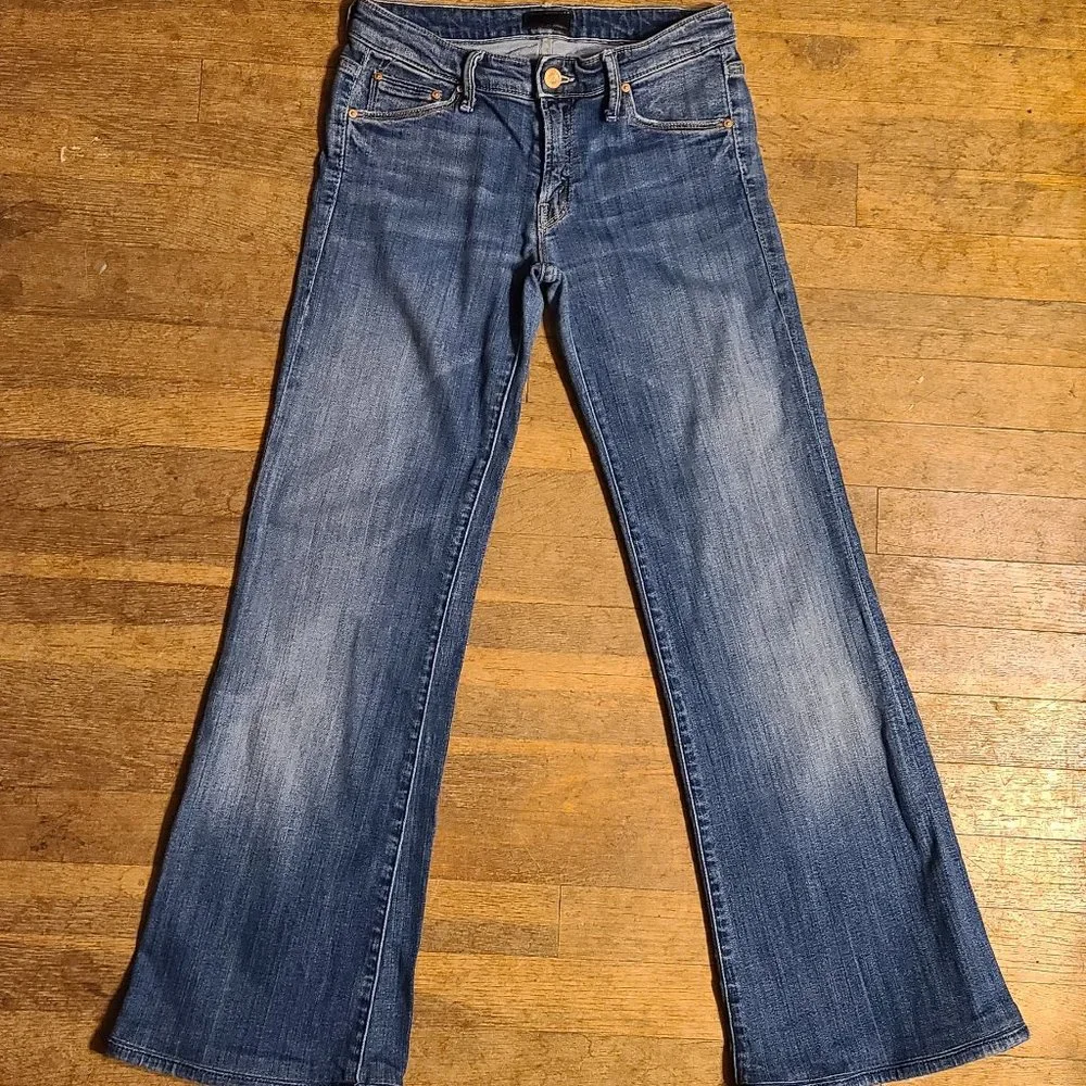 MOTHER THE WILDER Medium Kitty Bell Bottom Trouser jeans Flares 26 Short - Picture 2 of 9